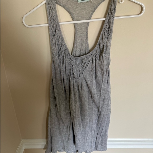 Y2K Boho Gray Full Length Kimchi Blue Urban Outfitters Ruched Neckline Tank Top - Picture 2 of 5
